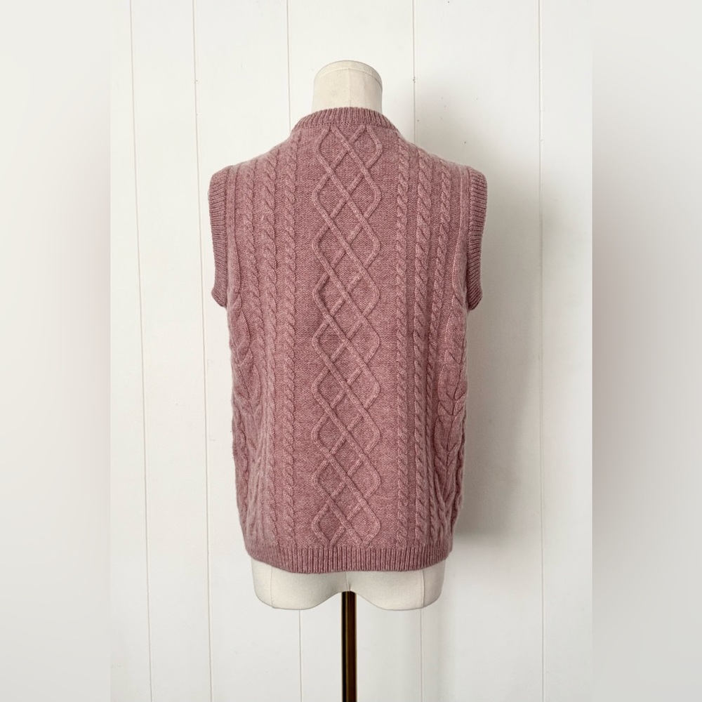 Demylee x J. Crew Cable-Knit 100% Wool Sweater Vest XS Pink LIMITED EDITION - Picture 3 of 6